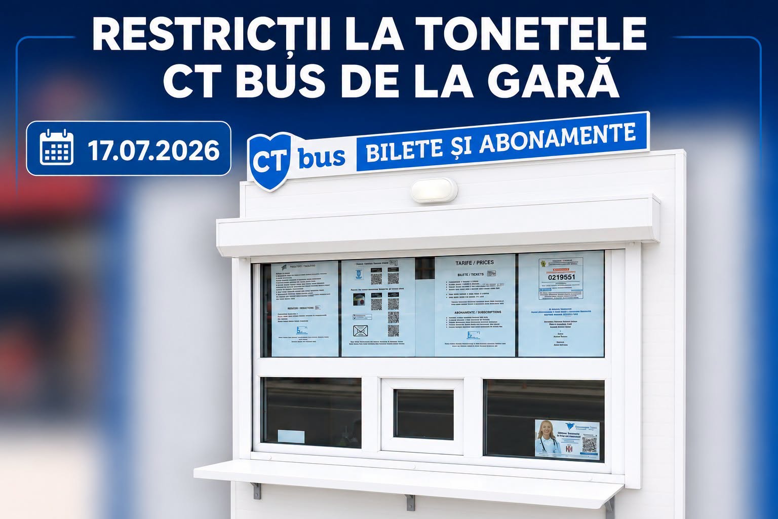 ANUNȚ  CT BUS cu privire la tonetele de la Gară