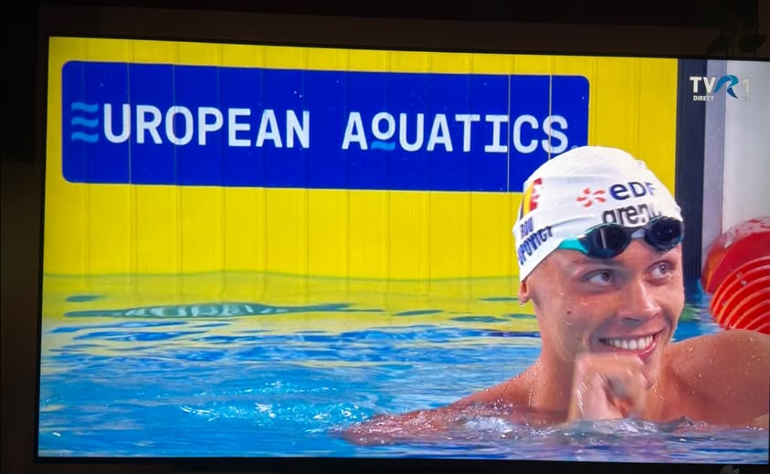David Popovici, din nou campion european la 100 de metri liber. Aurul de la Paris vine cu un nou record al competiției